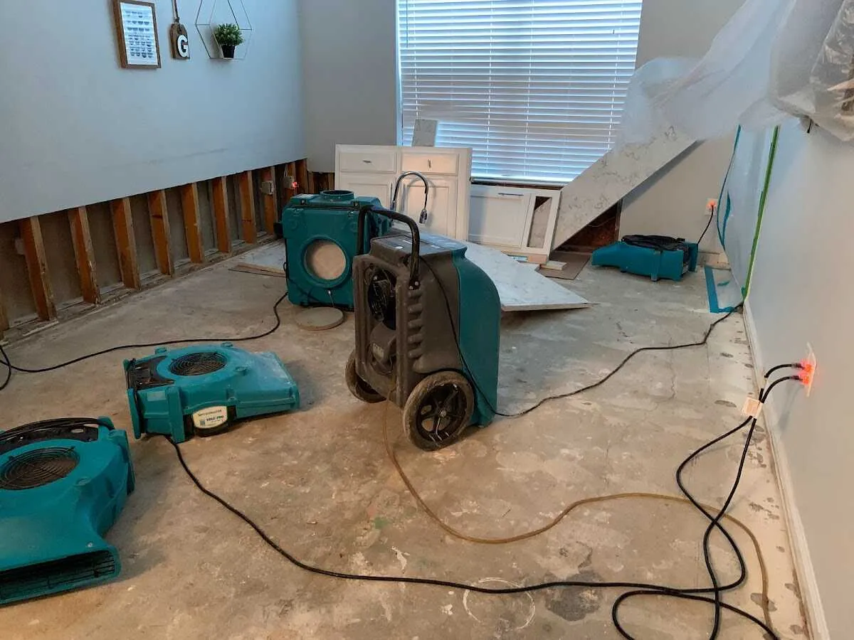 Dehumidifier in flood-cut room for Water Damage Restoration in West Hartford